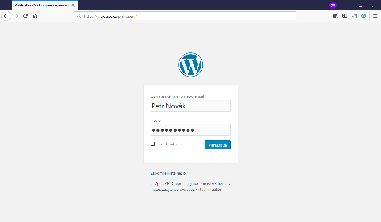 WordPress login page